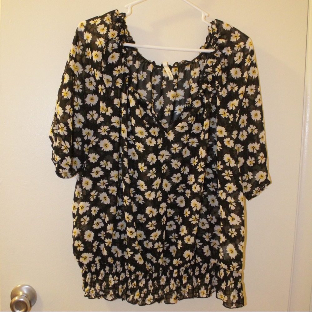 TRUTH NYC daisy print elastic bottom shirt 3XL